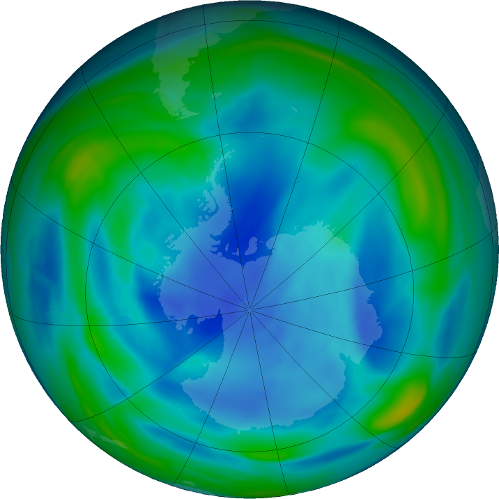 Antarctic ozone map for 10 August 2022